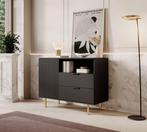 Meubella Dressoir Nicola mat zwart goud 100 cm, Huis en Inrichting, Kasten | Dressoirs, Verzenden, Nieuw, 25 tot 50 cm, 100 tot 150 cm