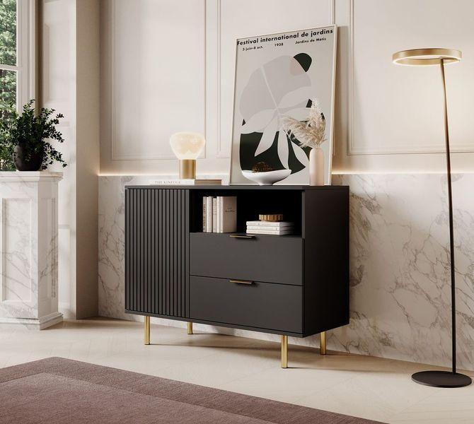 Meubella Dressoir Nicola mat zwart goud 100 cm, Huis en Inrichting, Kasten | Dressoirs, 25 tot 50 cm, Nieuw, 100 tot 150 cm, Verzenden