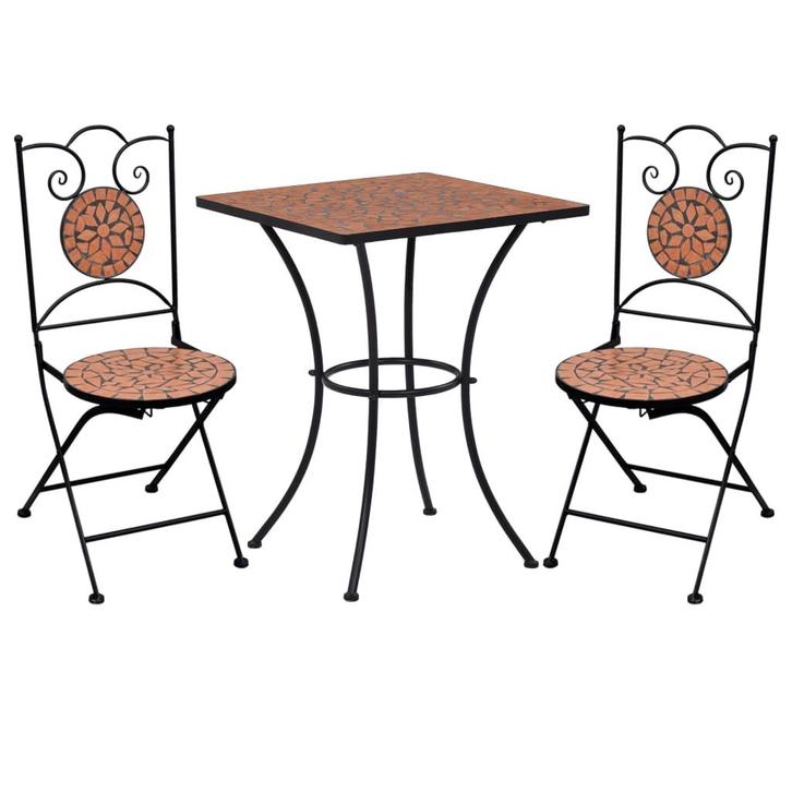 vidaXL 3-delige Bistroset mozaïek keramische tegel, Tuin en Terras, Tuinsets en Loungesets, Nieuw, Verzenden