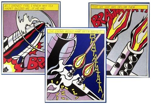 Roy Lichtenstein (after) - As I Opened fire. Triptych 1964, Antiek en Kunst, Antiek | Overige Antiek