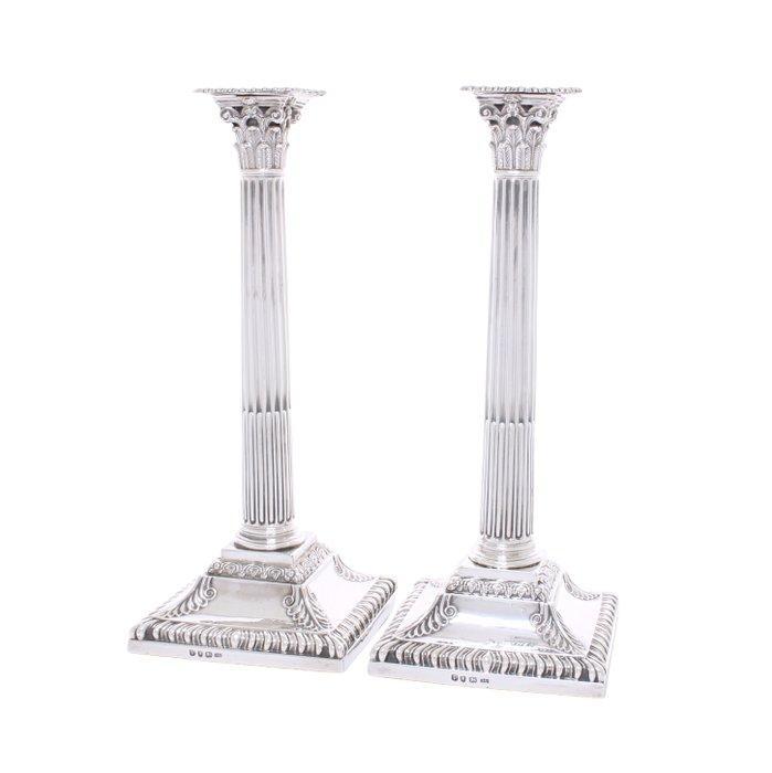 Engelse Kandelaars 1770 - 1772 - Kaarsenhouder (4) - .925, Antiek en Kunst, Antiek | Zilver en Goud