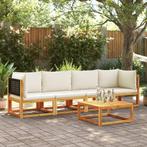 vidaXL 4-delige tuinbankset met kussens acaciahout & rotan, Verzenden, Nieuw