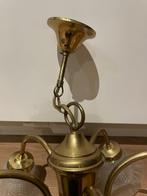 Plafondlamp - Verguld messing, Opaline glas - Oude luster, Antiek en Kunst