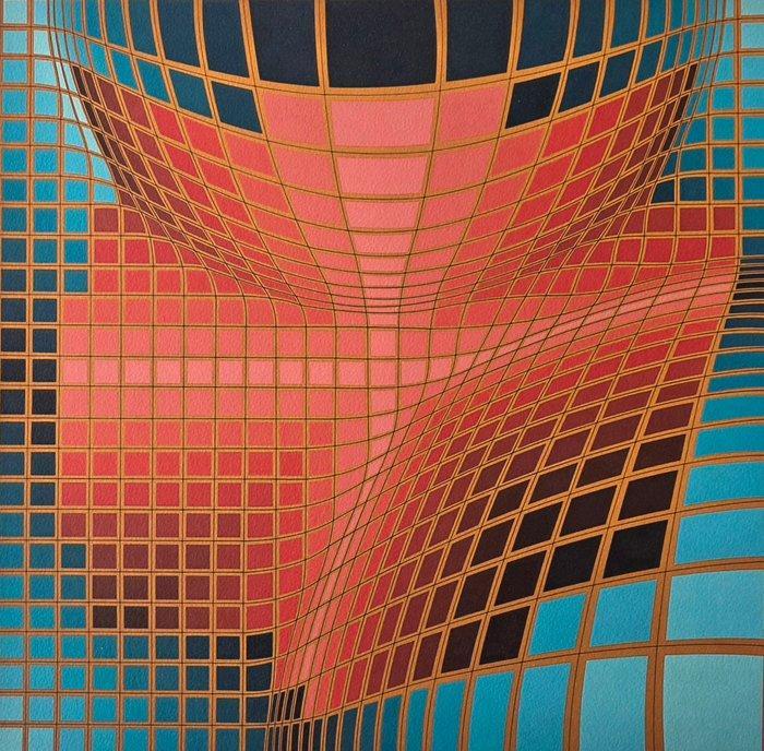 Victor Vasarely (1906-1997) - Composition colorée signée, Antiek en Kunst, Antiek | Overige Antiek