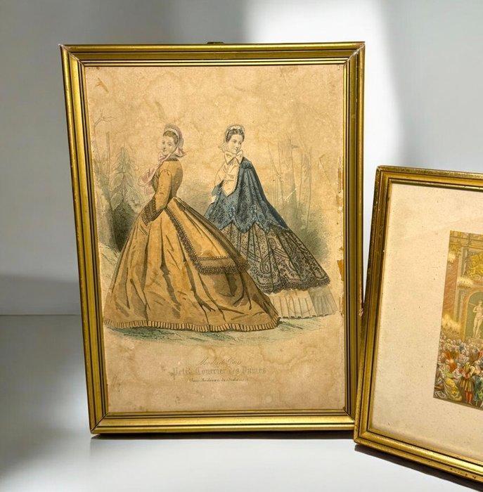 Wanddecoratie (3) - Frankrijk - Mode & Historische scènes, Antiek en Kunst, Curiosa en Brocante