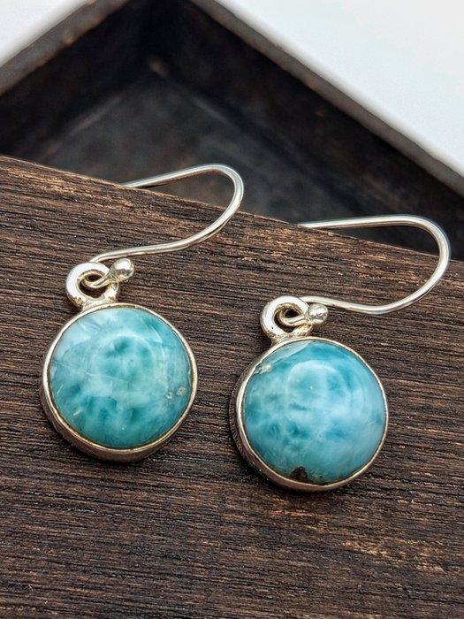 Oorbellen van 925 zilver met larimar, topkwaliteit, uniek, Verzamelen, Mineralen en Fossielen