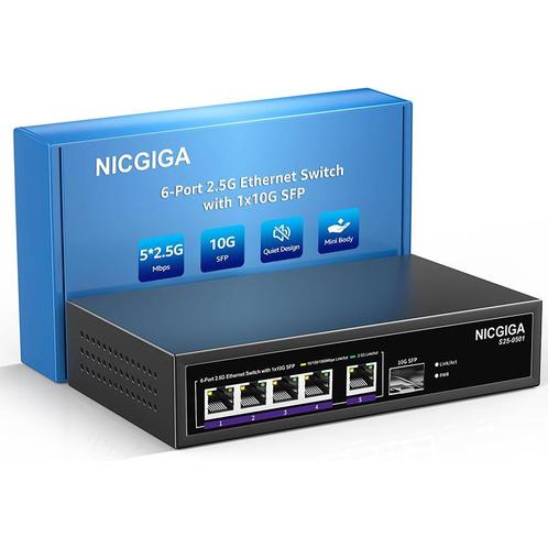 Nicgiga - 5 poort RJ45 - ethernet switch / netwerk switch -, Bricolage & Construction, Électricité & Câbles, Envoi