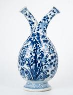 Flesvaas - Blauw en wit - Porselein - Double-bodied cruet, Antiquités & Art