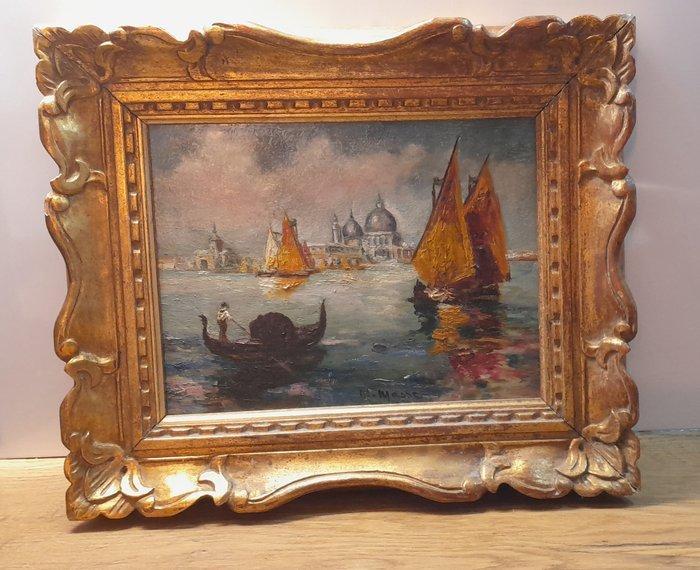 Micheline Masse - Vue du canal a venise, Antiek en Kunst, Kunst | Schilderijen | Klassiek