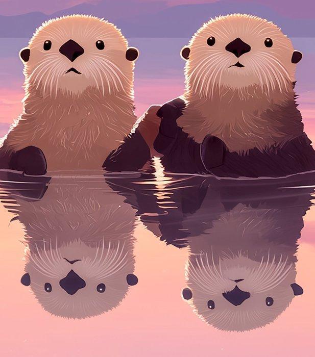 Hana Noé - Sea Otters bath, Antiek en Kunst, Kunst | Designobjecten
