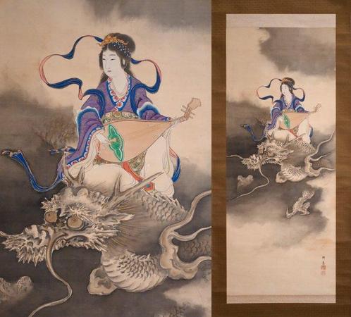 Buddhist painting - Dragon-Headed Benzaiten  - hanging, Antiek en Kunst, Antiek | Overige Antiek