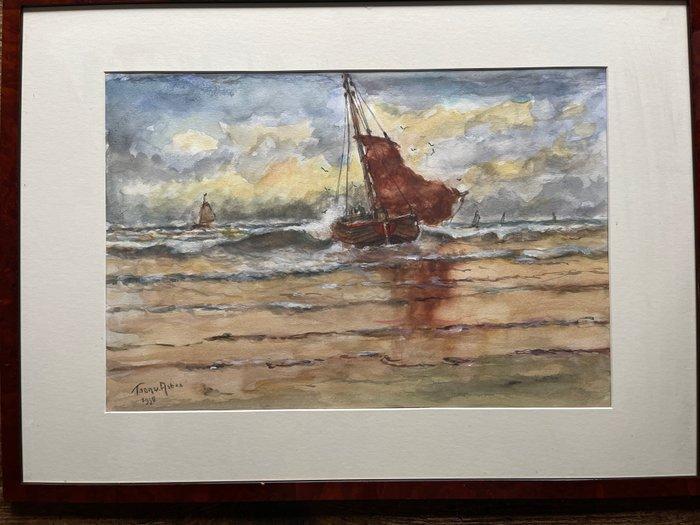 Antonius (Toon) Franciscus van Asten (1949) - Zeegezicht met, Antiek en Kunst, Kunst | Schilderijen | Klassiek