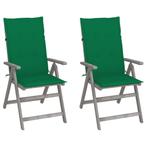 vidaXL Tuinstoelen 2 st verstelbaar met kussens massief, Tuin en Terras, Tuinstoelen, Verzenden, Nieuw
