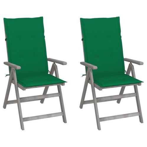 vidaXL Tuinstoelen 2 st verstelbaar met kussens massief, Tuin en Terras, Tuinstoelen, Nieuw, Verzenden