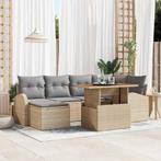 vidaXL 7-delige tuin set met kussens in beige poly riet en, Tuin en Terras, Verzenden, Nieuw