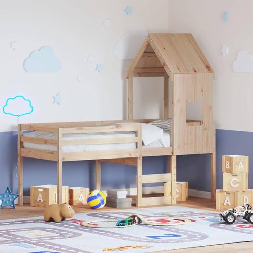 vidaXL Hoogslaper met bedhuis massief grenenhout 80x200 cm, Huis en Inrichting, Slaapkamer | Bedden, Nieuw, Verzenden