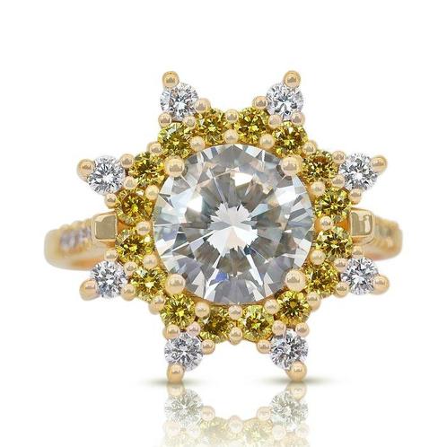 Zonder Minimumprijs - Ring - 18 karaat Geel goud -  2.84ct., Handtassen en Accessoires, Ringen
