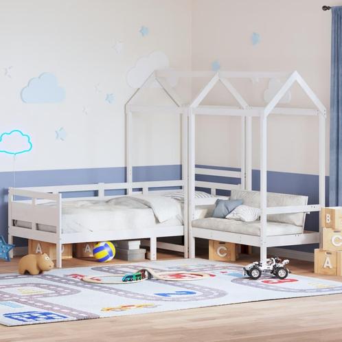 vidaXL Kinderbed met huisje en bankje massief grenenhout wit, Maison & Meubles, Chambre à coucher | Lits, Envoi