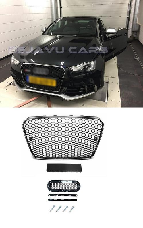 RS5 Look Front Grill Black/Chrome Edition voor Audi A5 B8, Auto diversen, Tuning en Styling, Ophalen of Verzenden