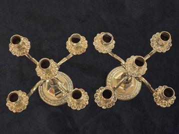 Chandelier (2) - Bronze doré - Paire de bougeoirs anciens