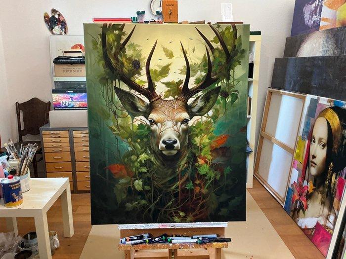 Volker Rossenbach - Hirschkopf-22, Antiquités & Art, Art | Peinture | Moderne