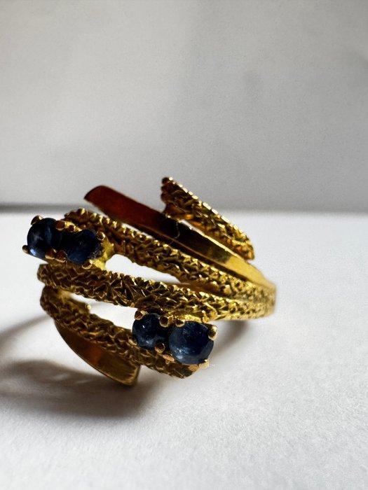Ring - 18 karaat Geel goud Saffier - Saffier, Handtassen en Accessoires, Ringen