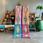 Marokkaans blauw en roze tapijt - Berber Boucherouite, Maison & Meubles