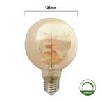 LED Filament Globe lamp amber spiraal 125mm 4 Watt Dimbaar, Verzenden