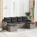 vidaXL 6-delige Loungeset met kussens poly rattan grijs, Verzenden, Loungeset