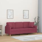 vidaXL Driezitsbank met sierkussens 180 cm stof wijnrood, Huis en Inrichting, Verzenden, Nieuw