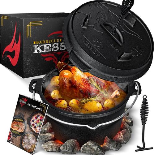 KESSER® Dutch Oven Set - 9L - Vuurpan - Stoofpan - Gietijzer, Huis en Inrichting, Woonaccessoires | Overige, Verzenden