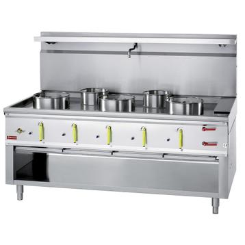 Wok | Fornuis | 5 Branders + Watergordijn | 23.8kW +, Verzenden