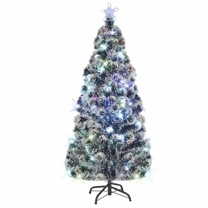 vidaXL Voorverlichte kerstboom met standaard en LED 150 cm, Diversen, Kerst, Nieuw, Verzenden