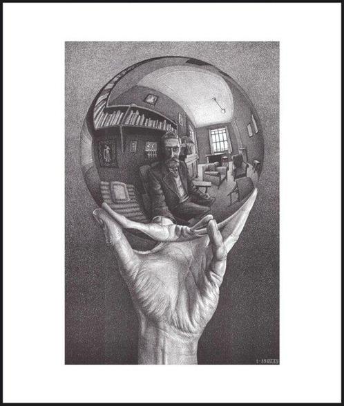 M.C. Escher - “Hand with Sphere, 1935”. Gedateerd en, Antiek en Kunst, Kunst | Tekeningen en Fotografie