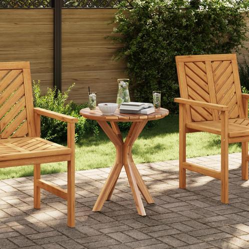 vidaXL Tuin Bistro Tafel Ø70x75 cm Massief Teakhout, Tuin en Terras, Tuintafels, Nieuw, Verzenden