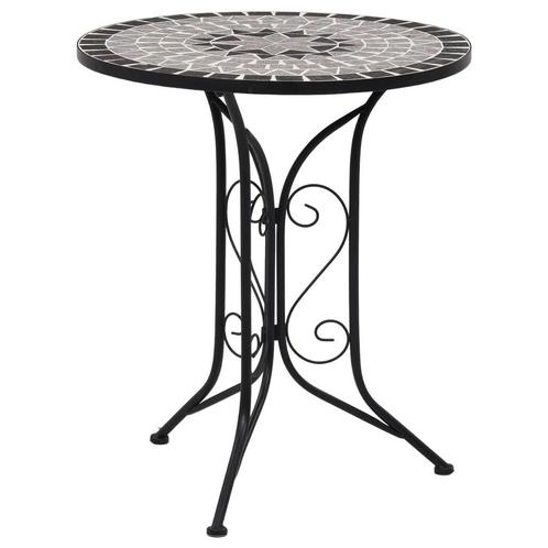 Mozaiek Bistrotafel 60cm Grijs - - Tweede Kansje! OP=OP, Tuin en Terras, Tuintafels, Rond, Nieuw, Metaal, Verzenden