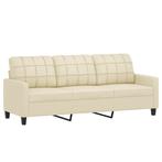 Creme Driezitsbank 180cm Kunstleer | Tweede Kansje | OP=OP, Verzenden, 150 tot 200 cm, 75 tot 100 cm, Rechte bank