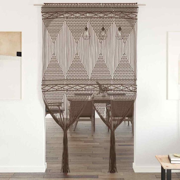 vidaXL Gordijn macramé 140x240 cm katoen taupe, Maison & Meubles, Ameublement | Rideaux & Stores à lamelles, Envoi