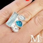 Bague en argent avec aquamarine naturel et apatite - Bijou