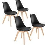 tectake eetkamerstoelen Friederike - zwart/zwart, Set van 4, Huis en Inrichting, Stoelen, Verzenden, Nieuw