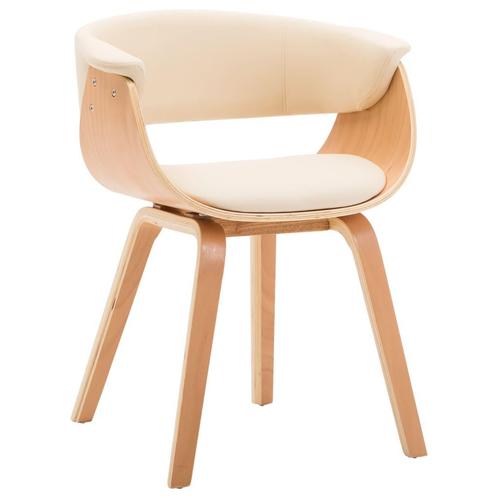 vidaXL Eetkamerstoel gebogen hout en kunstleer crème, Huis en Inrichting, Stoelen, Nieuw, Verzenden