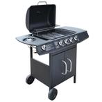 vidaXL Gasbarbecue 4+1 kookzone zwart, Tuin en Terras, Verzenden, Nieuw