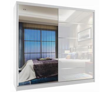 Kledingkast wit glans 158 cm breed met spiegel en 2 lades...
