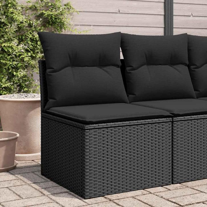 vidaXL Tuinbank zonder armleuningen met kussens zwart poly, Tuin en Terras, Tuinsets en Loungesets, Nieuw, Verzenden