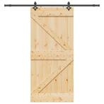 vidaXL Schuifdeur met beslag 100x210 cm massief grenenhout, Doe-het-zelf en Bouw, Deuren en Vliegenramen, Verzenden, Nieuw