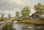 Jan Willem Rietveld (1939) - Hollands landschap met koeien, Antiek en Kunst, Kunst | Schilderijen | Klassiek