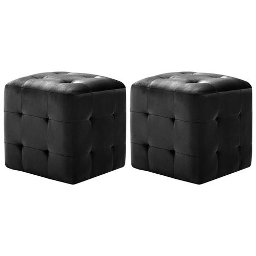 vidaXL Poef 2 st 30x30x30 cm fluweel zwart, Maison & Meubles, Canapés | Repose-pieds & Poufs, Envoi