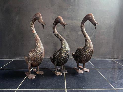 Set van 3 bronzen decoratieve zwanen (65 cm hoog!) – met, Antiek en Kunst, Kunst | Niet-Westerse kunst