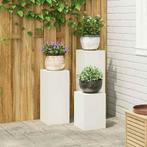 vidaXL Plantenstand 3 pcs Wit Staal, Tuin en Terras, Verzenden, Nieuw