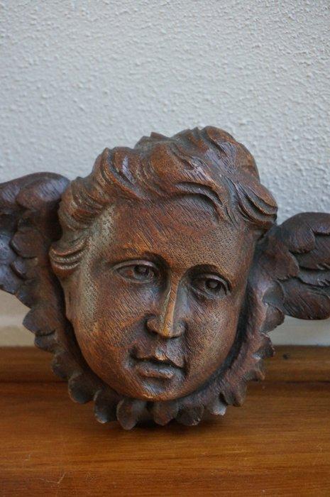 sculptuur, Pair of cherubs - 15 cm - Eik, Antiek en Kunst, Kunst | Niet-Westerse kunst